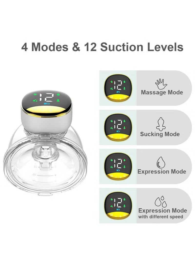 Wearable Breast Pump ，Hands Free Breast Pump，Portable Electric Breast Pump with 4 Mode & 12 Levels LED Display，10 Breastmilk Storage Bags，Ultra-Quiet Rechargeable Milk Pump for Travel&Home - Image 4