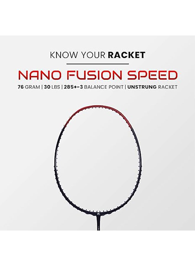 Nano Fusion Speed 722 Graphite Unstrung Badminton Racket with Full Racket Cover | For Intermediate Players | 76 grams | Maximum String Tension - 30lbs