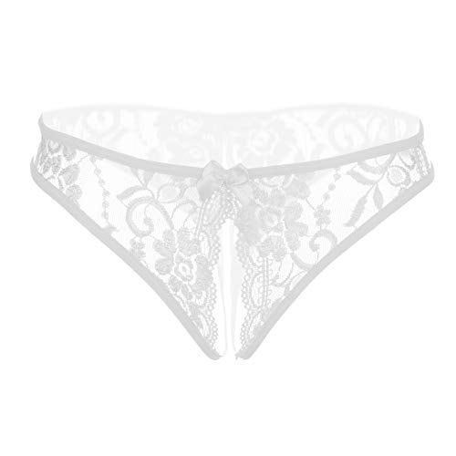 SLITHICE Women Sexy Floral Lace Briefs with Cute Bow Center (US, Alpha, Medium, Regular, Regular, White) - Image 4