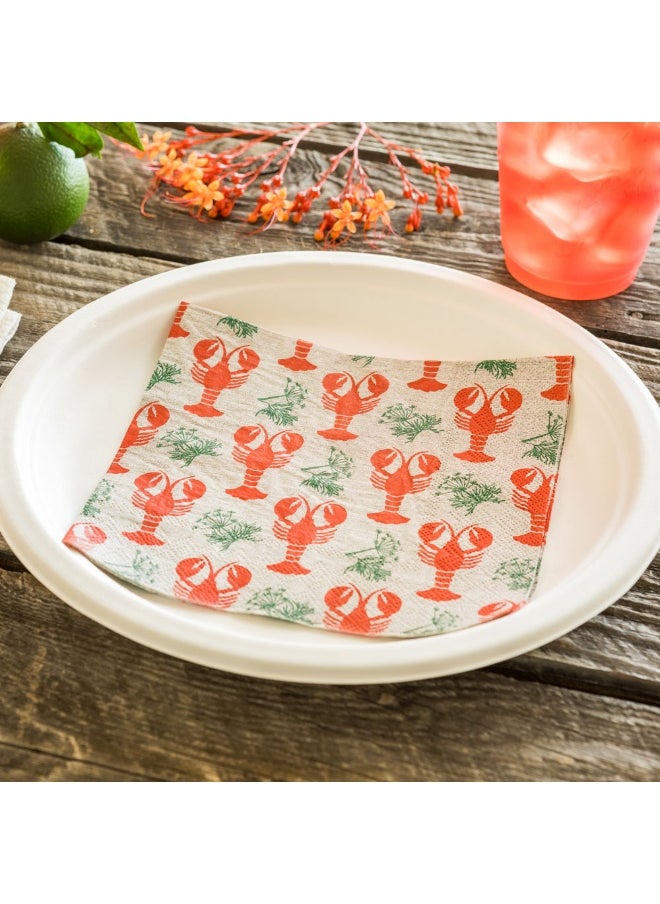 Restaurantware 13 Inch Paper Luncheon Napkins, 500 Maine Lobster Design Printed Napkins - 3-Ply, Textured Edges, Gray Paper Decorated Napkins, Soft And Strong, For Parties Or Catering Events  - Image 3