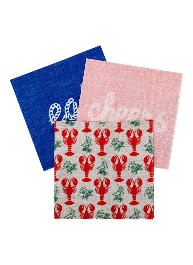 Restaurantware 13 Inch Paper Luncheon Napkins, 500 Maine Lobster Design Printed Napkins - 3-Ply, Textured Edges, Gray Paper Decorated Napkins, Soft And Strong, For Parties Or Catering Events  - Image 1