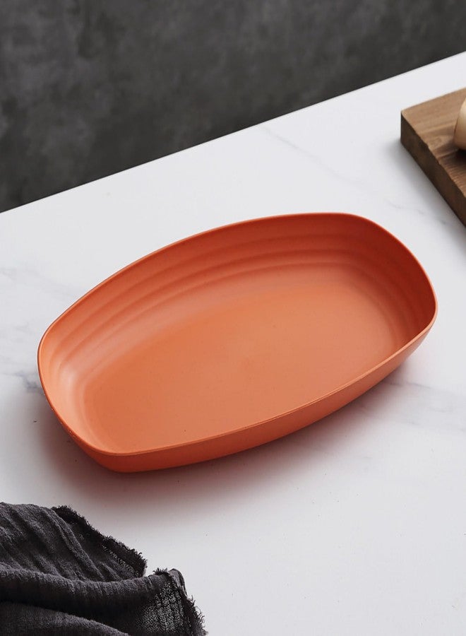 Oicia Wheat Straw Fiber Plate Sets Unbreakable Environment Friendly Plates Microwave Safe Dish Washer Safe for Salad Pasta Kids Plates Reusable Dinner Plates Set (Orange, Pack of 2) - Image 3