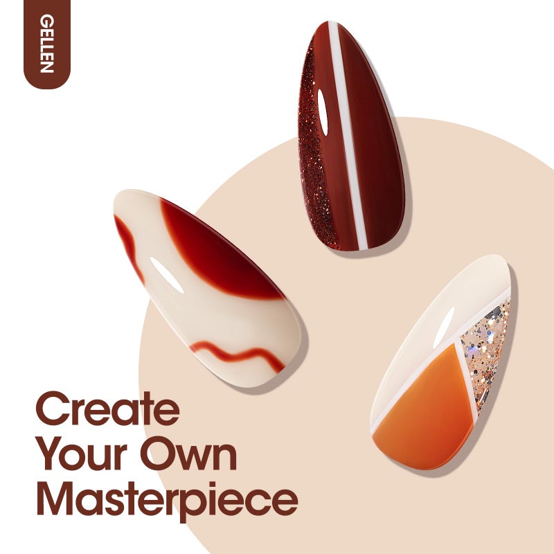 GELLEN Gel Nail Polish Set, 6 Colors Warm Brown Gel Polish Set Caramel Neutral Beige Glitter Brown Nail Gel Polish Pumpkin Soak Off UV Gel Nail Kit Manicure DIY Nail Art Gifts for Women - Image 4