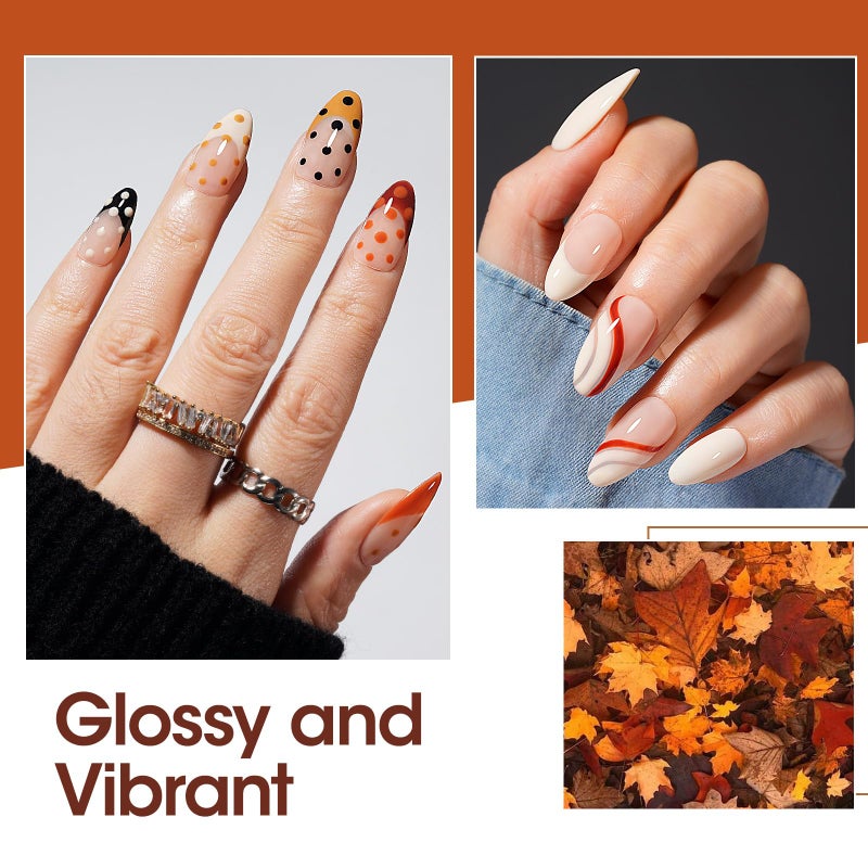 GELLEN Gel Nail Polish Set, 6 Colors Warm Brown Gel Polish Set Caramel Neutral Beige Glitter Brown Nail Gel Polish Pumpkin Soak Off UV Gel Nail Kit Manicure DIY Nail Art Gifts for Women - Image 3