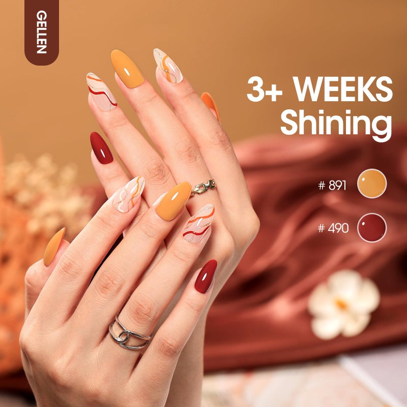 GELLEN Gel Nail Polish Set, 6 Colors Warm Brown Gel Polish Set Caramel Neutral Beige Glitter Brown Nail Gel Polish Pumpkin Soak Off UV Gel Nail Kit Manicure DIY Nail Art Gifts for Women - Image 5