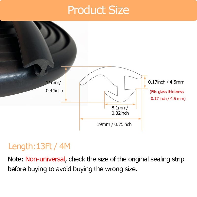 Tintvent Windshield Gasket, Glass Rubber Seal for Car Windshield Small, Truck and Van,13 Feet (4 Meter) - Image 2
