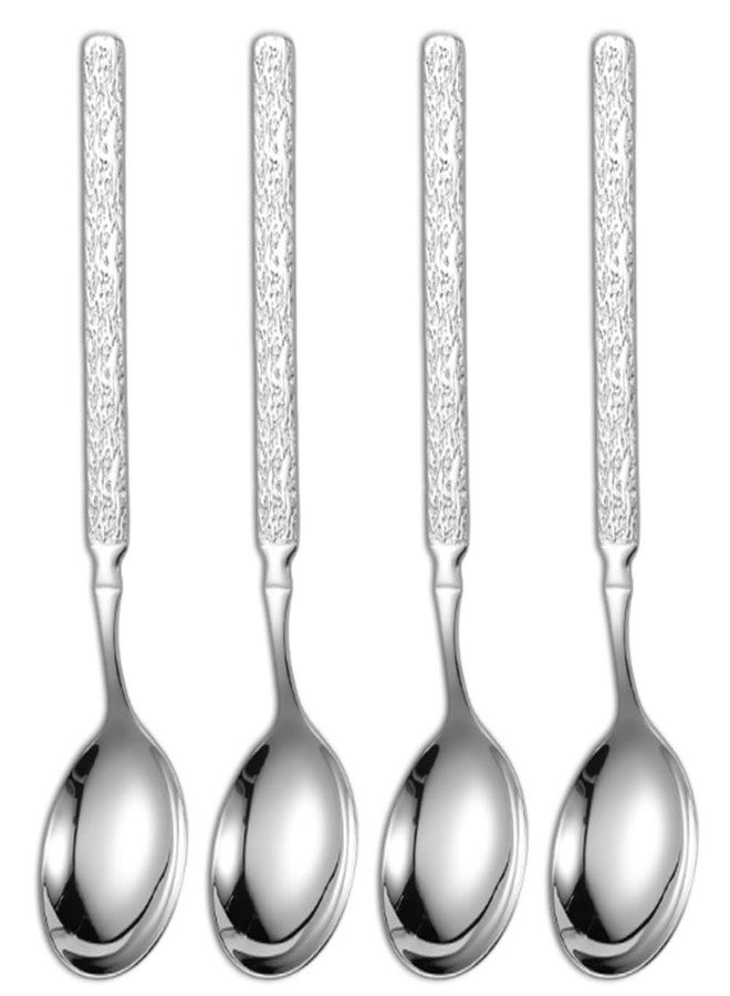 Ouliget Thickened Stainless Steel Dinner Spoons with Hammered Edge,Serving Spoon Set,Heavy Table Spoons for Dinner, Party Wedding,Set of 4 - Image 1