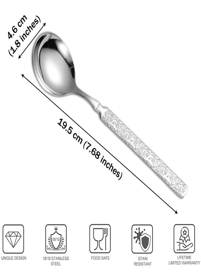 Ouliget Thickened Stainless Steel Dinner Spoons with Hammered Edge,Serving Spoon Set,Heavy Table Spoons for Dinner, Party Wedding,Set of 4 - Image 2