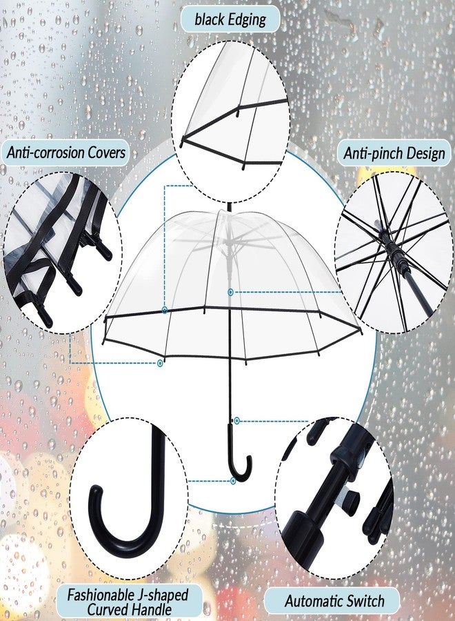 Fabbay 8 Pieces Clear Bubble Umbrella - Auto Open Dome Windproof for Rain, Wedding, Bride Groom Gifts, Bridal Party, Outing, Graduation, Prom - Transparent With J Hook Handle - Image 4