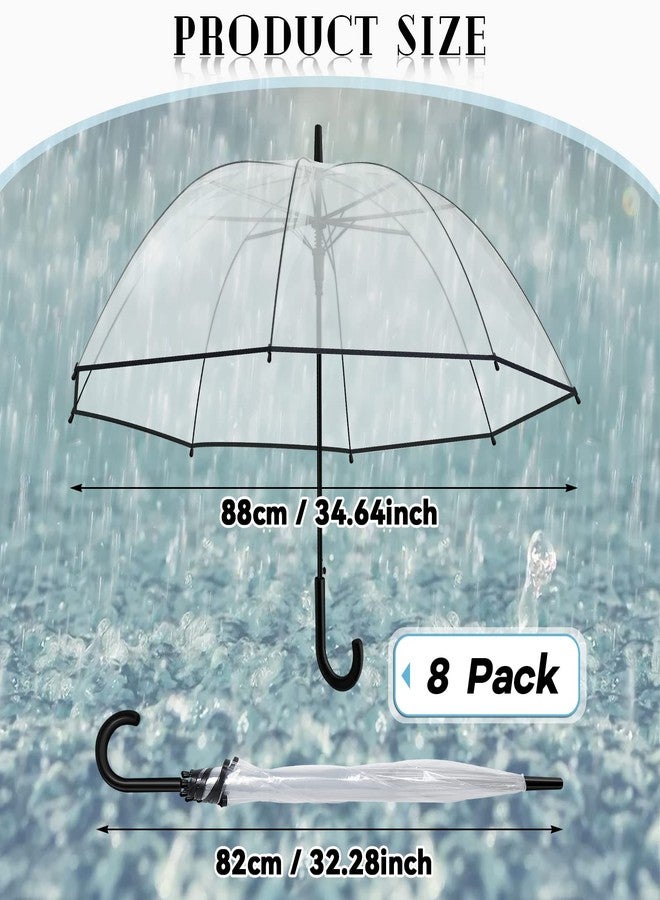 Fabbay 8 Pieces Clear Bubble Umbrella - Auto Open Dome Windproof for Rain, Wedding, Bride Groom Gifts, Bridal Party, Outing, Graduation, Prom - Transparent With J Hook Handle - Image 2