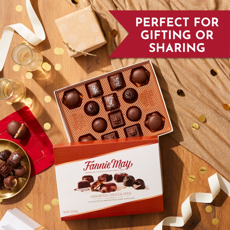 هدايا العيد من فاني ماي، شوكولاتة بالحليب والشوكولاتة الداكنة، شوكولاتة متنوعة، صندوق هدايا شوكولاتة، 7 أونصات - Image 5
