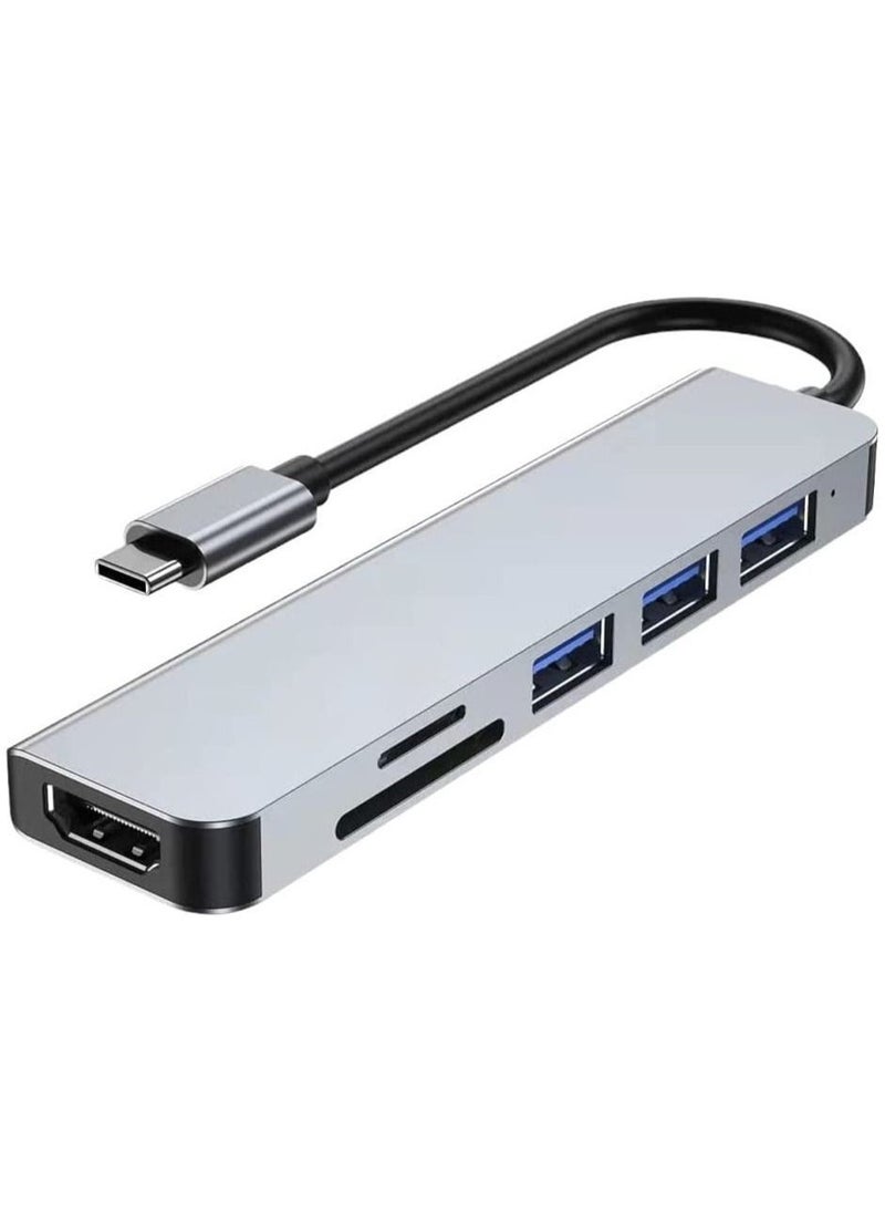 محول توصيل USB C. محول متعدد المنافذ 6 في 1 USB إلى HDMI متوافق مع أجهزة الكمبيوتر المحمولة USB C وأجهزة Type C الأخرى - Image 2