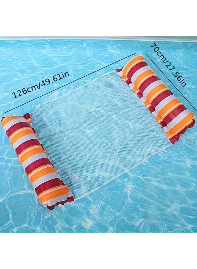 Red Orange Portable Water Hammock Inflatable Floating Raft Pool Float - Image 5