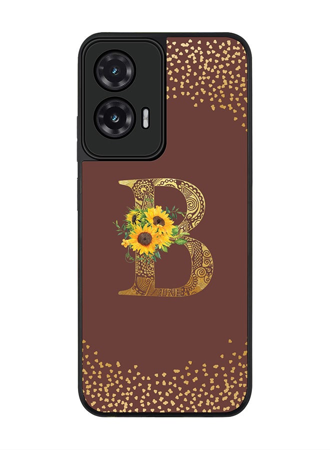 For Motorola Moto G35 Case,Slim fit Camera Protection, Shockproof Thin Phone cover  - Custom Floral Monogram - B  (Brown )