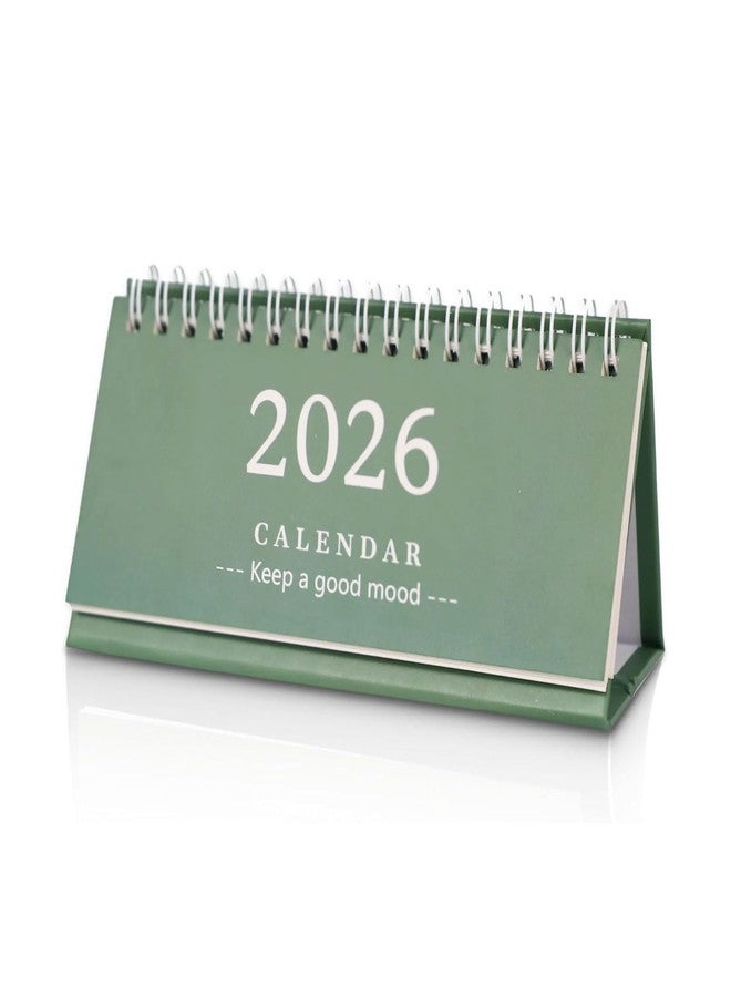 Multibey Small Desk Calendar 2025-2026, 18-Months Desktop Calendar with Memo Notes - Runs from July 2025 to December 2026, Mini Standing Flip Calendar for Desk, Home & Office, 6"x3" (Green) - Image 1