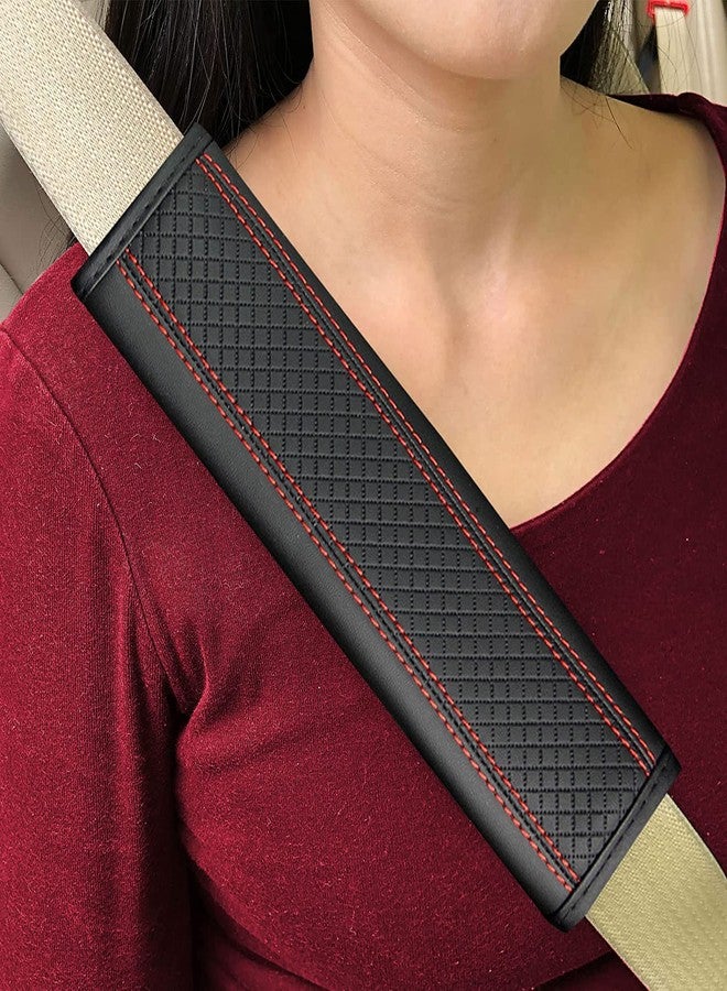BAGILO Car Seat Belt Shoulder Pad Cover Car Safety Belt Pad (Black Red Line) - Image 1