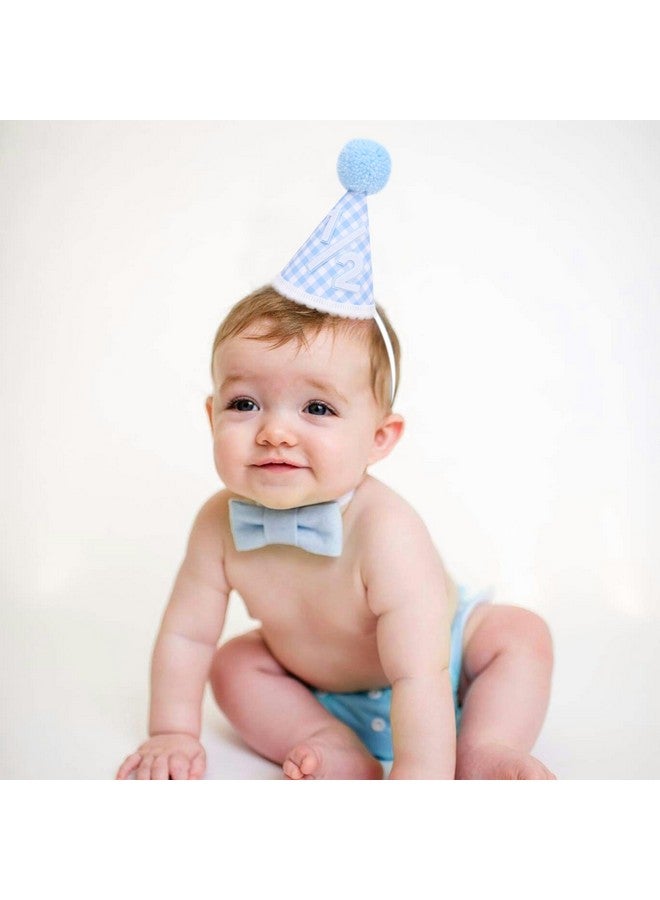 Agkvw 1/2 Birthday Crown For Boys - Light Blue Half Birthday Party Hat, Blue Gingham Style Decoration - Image 3