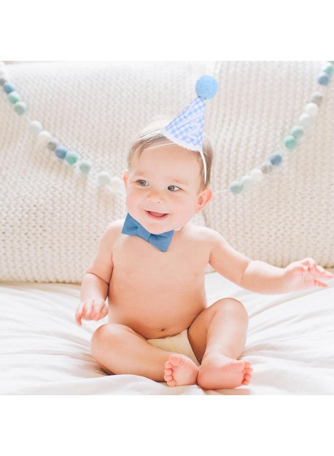 Agkvw 1/2 Birthday Crown For Boys - Light Blue Half Birthday Party Hat, Blue Gingham Style Decoration - Image 5