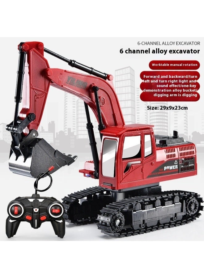 JoyToy RC Excavator for Boys 6 Channel Alloy Metal Construction Vehicle Kids Electric Toy, Boy's Gift - Image 1