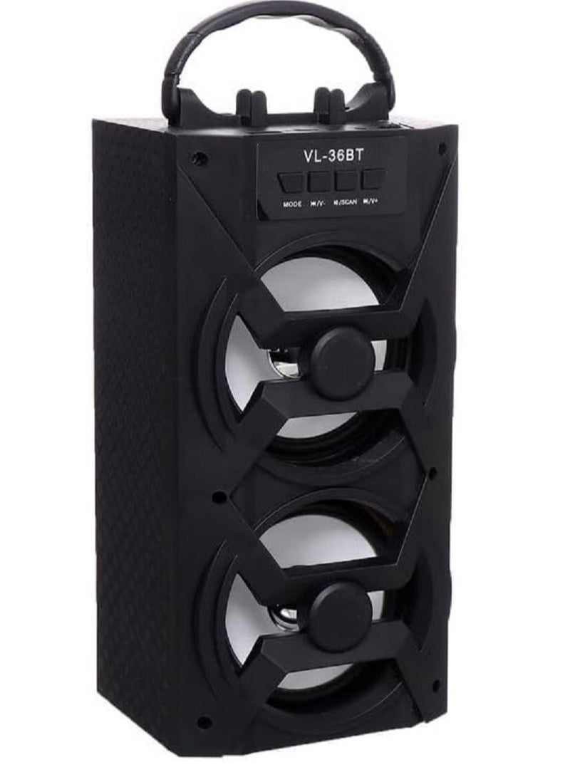 Portable Bluetooth Speaker with AUX Port, Flash Memory, and Memory Card Slot, Black - Image 1