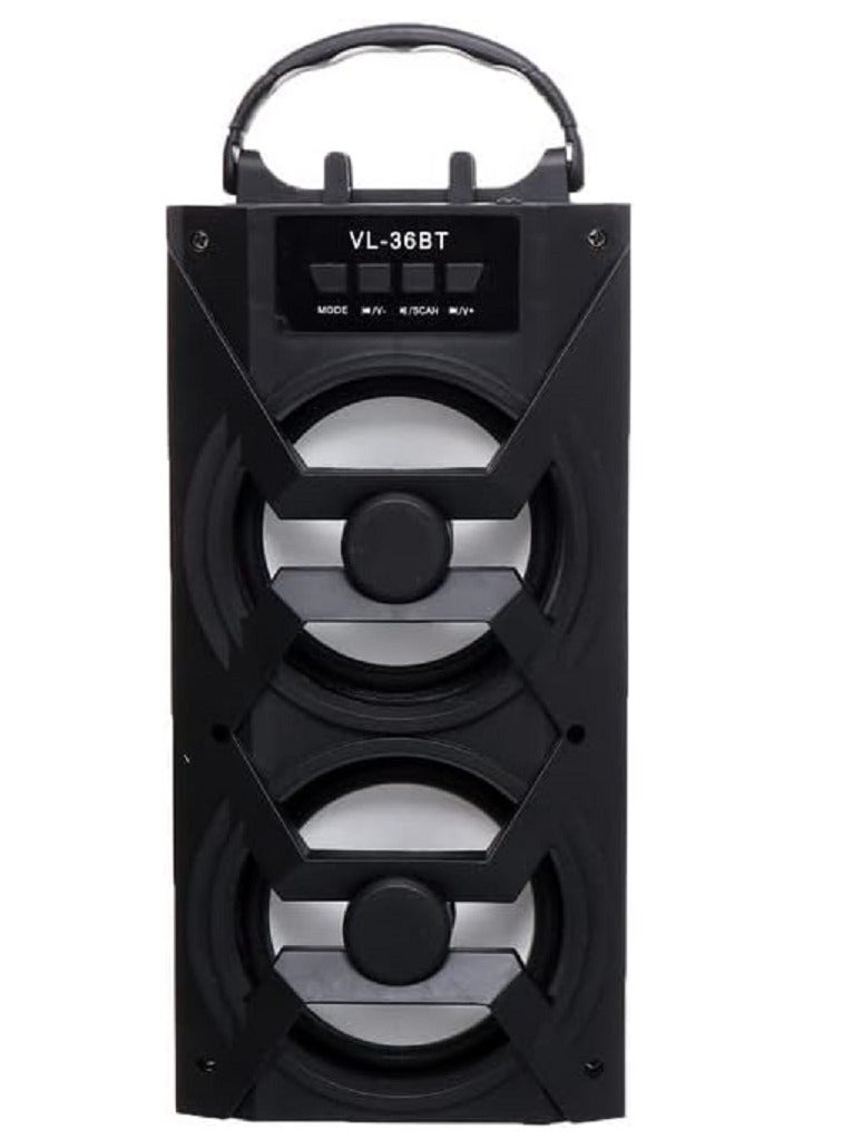 Portable Bluetooth Speaker with AUX Port, Flash Memory, and Memory Card Slot, Black - Image 3