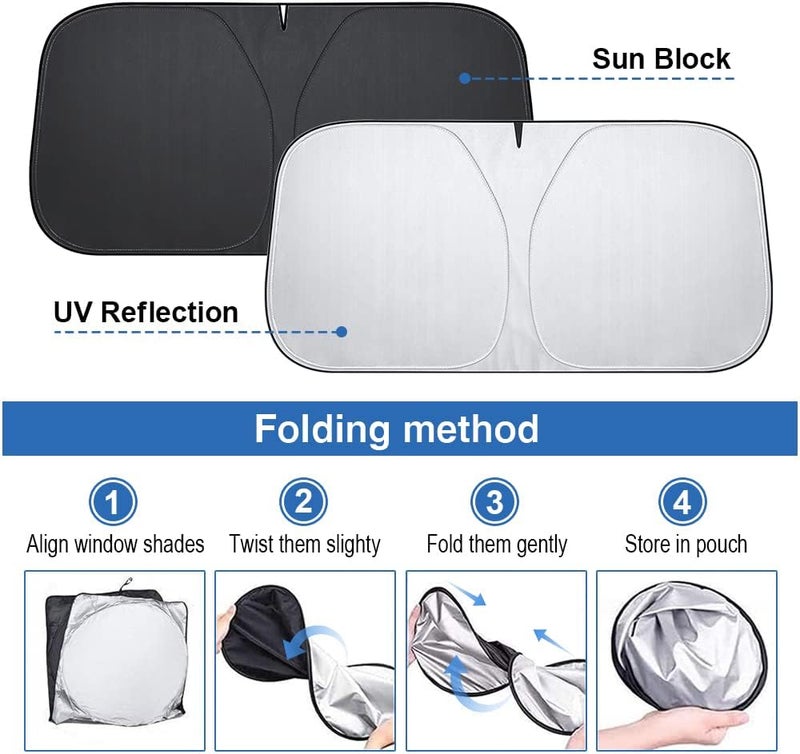 Bseical Car Sun Protection Windscreen Cover - 142 x 80 cm, UV Heat Protection, Foldable - Image 5