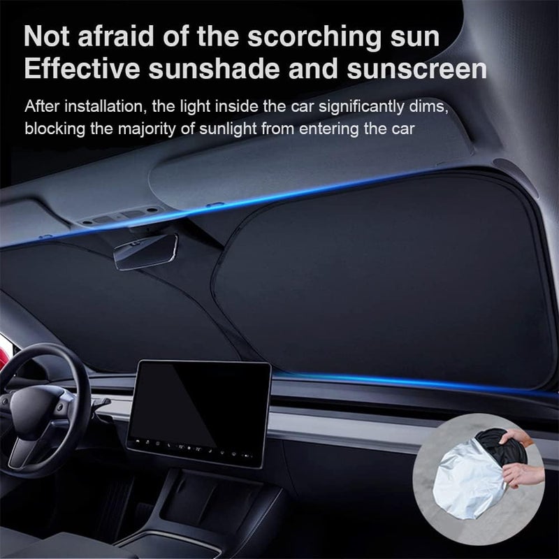 Bseical Car Sun Protection Windscreen Cover - 142 x 80 cm, UV Heat Protection, Foldable - Image 3