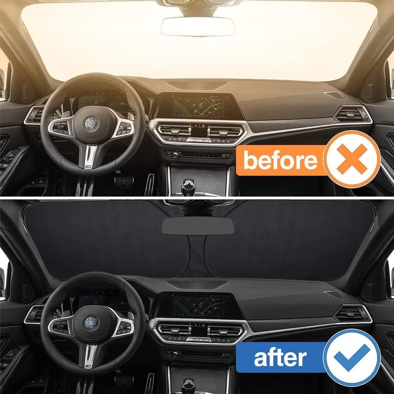 Bseical Car Sun Protection Windscreen Cover - 142 x 80 cm, UV Heat Protection, Foldable - Image 4