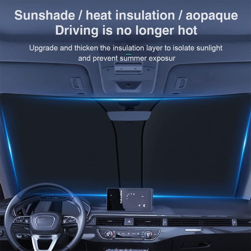 Bseical Car Sun Protection Windscreen Cover - 142 x 80 cm, UV Heat Protection, Foldable - Image 2