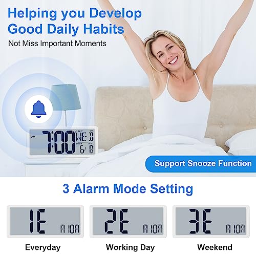 Xflyee Bluetooth Time Sync Digital Wall Clock Battery Operated with Backlight, Auto DST Large Digital Wall Clock with Day, Date & Temperature, 15'' Large Digital Clock for Home, Bedroom, Office - Image 5