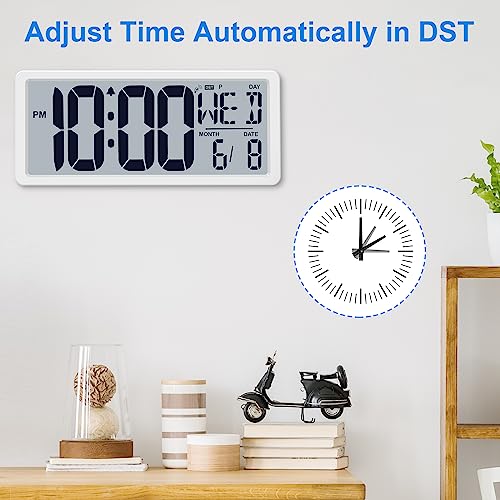 Xflyee Bluetooth Time Sync Digital Wall Clock Battery Operated with Backlight, Auto DST Large Digital Wall Clock with Day, Date & Temperature, 15'' Large Digital Clock for Home, Bedroom, Office - Image 4