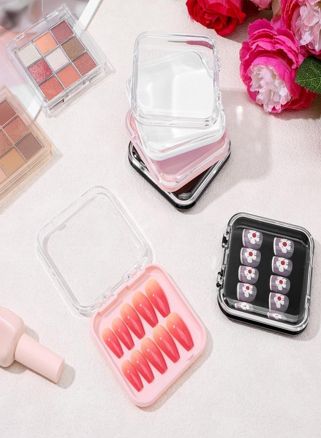Xaajooio 60 Pcs Press On Nail Packaging Boxes with 180 Adhesive Tapes, 3 X 3 Inch Plastic Display and Storage Case for Nail Art Business Salon Supplies, 4 Colors - Image 5