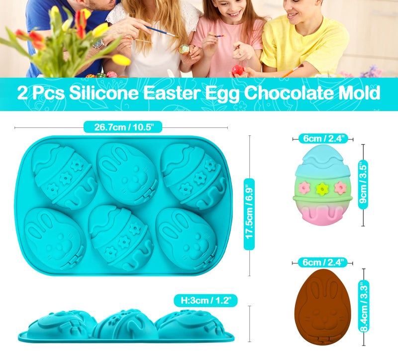 Webake Easter Egg Molds 2 Pack Jumbo Easter Chocolate Molds Silicone Bunny Egg Muffin Cupcake Pan Non-stick Half Egg Shaped Moulds for Easter Breakable Chocolate, Easter Baking - Image 3