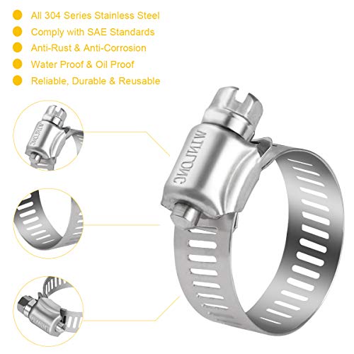 WIN-LONG Winlong Stainless Steel Hose Clamps - 16 Pack Worm Gear Drive Hose Clamps SAE Size 20 Clamping Range 3/4'' to 1-3/4 Inch (20mm-44mm) for Automotive Plumbing, 3/4'', 1'', 1 1/4'', 1 1/2'' Clamps - Image 2