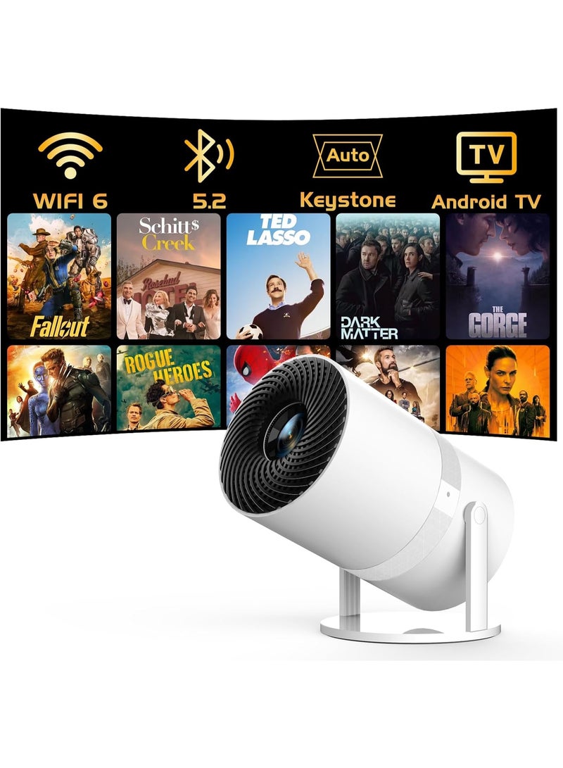 [270°Adjustable Stand] Smart Mini Projector with WiFi 6 and Bluetooth, Auto Keystone Outdoor Movie Projector 1080P Full HD Support, Big Screen Portable Home Projector for Phone/TV Stick/Laptop - Image 1