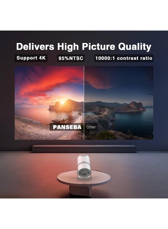 [270°Adjustable Stand] Smart Mini Projector with WiFi 6 and Bluetooth, Auto Keystone Outdoor Movie Projector 1080P Full HD Support, Big Screen Portable Home Projector for Phone/TV Stick/Laptop - Image 3