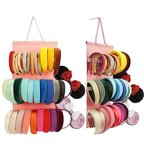 JOYMOMO Hanging Headband Holder for Girls, Felt Headband Organizer Storage Holder - Pink - Image 1