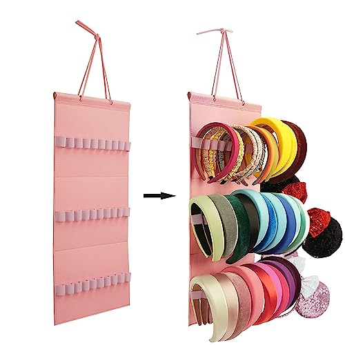 JOYMOMO Hanging Headband Holder for Girls, Felt Headband Organizer Storage Holder - Pink - Image 2