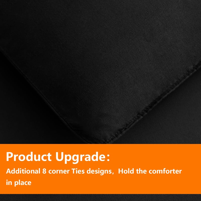 TAIMIT Twin Size Comforter Set - 5 Pieces, Bed in a Bag Bedding Sets with All Season Soft Quilted Warm Fluffy Reversible Comforter,Flat Sheet,Fitted Sheet,1 Pillow Shams,1 Pillowcases,Black - Image 5