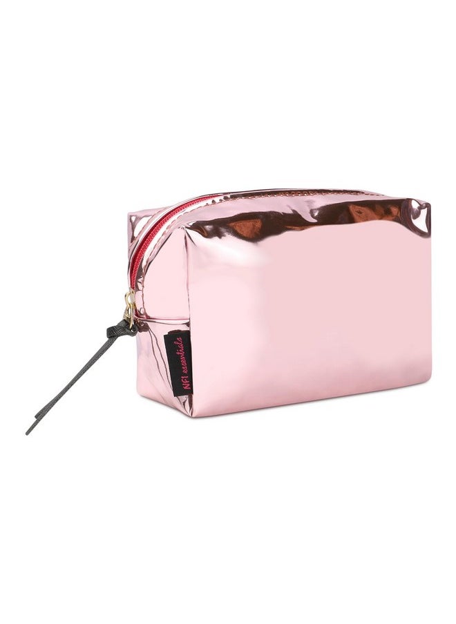 NFI essentials NFI essentials Metallica Glossy Small Makeup Organizer Cosmetic Bag Pouch for Women Stylish Vanity Pouches, Make up Storage Accessories Bag for Girls (Light Pink)  - Image 1