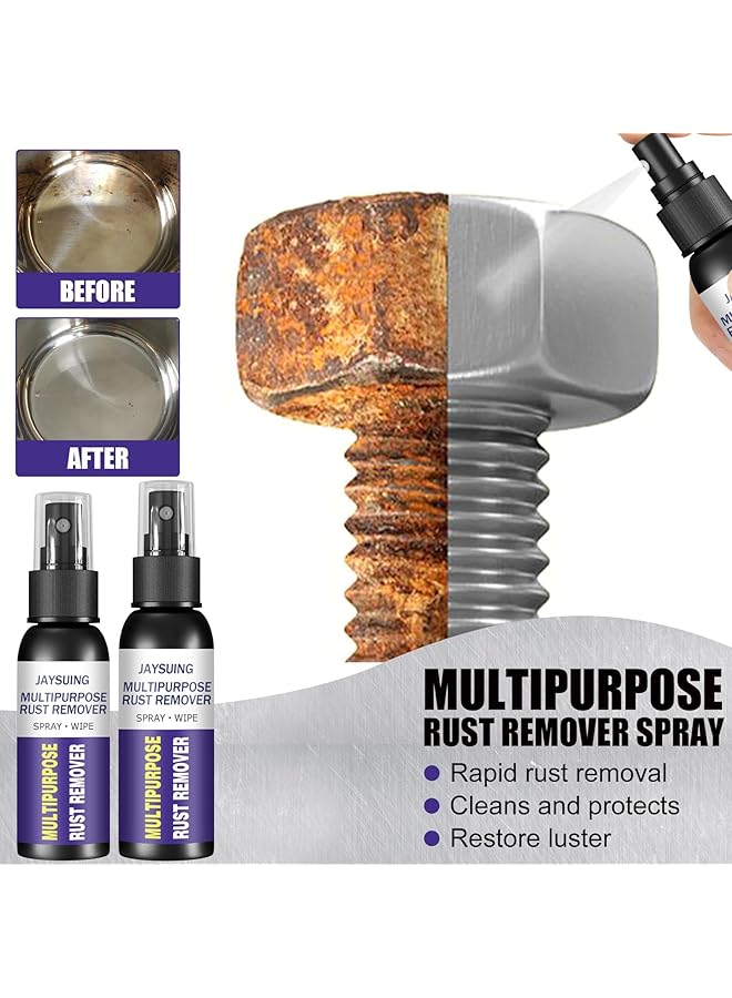 NALACAL Rust Remover Spray, Multi-Purpose Rust Remover Rust Inhibitor Derusting Spray, Rustout Instant Remover Spray, Anti Rust Inhibitor Derusting Spray, Car Maintenance Cleaning Rust Dissolver 50Ml -2Pcs - Image 2