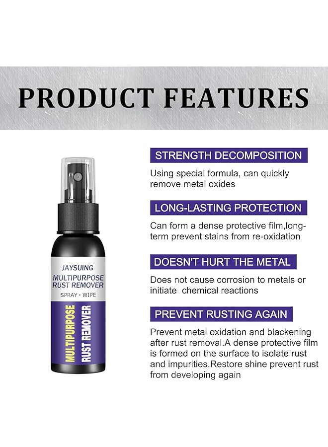NALACAL Rust Remover Spray, Multi-Purpose Rust Remover Rust Inhibitor Derusting Spray, Rustout Instant Remover Spray, Anti Rust Inhibitor Derusting Spray, Car Maintenance Cleaning Rust Dissolver 50Ml -2Pcs - Image 3