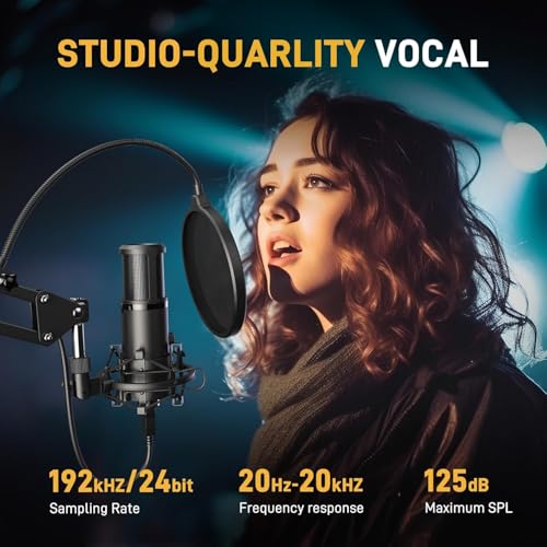 MAONO AU-PM421 Condenser USB Microphone, Professional Studio Recording Mic with 1-Touch Mute and Mic Gain Knob for PC, Singing, Podcast, Gaming, YouTube - Image 2