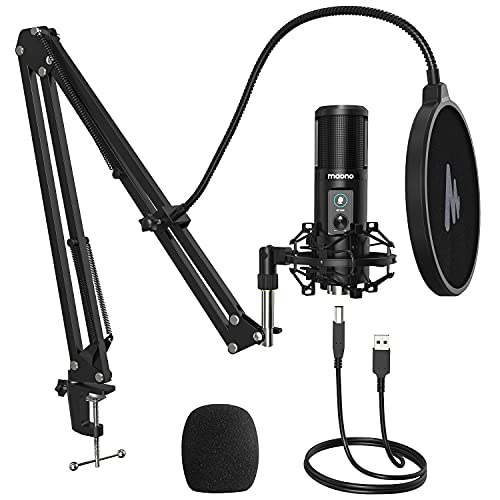 MAONO AU-PM421 Condenser USB Microphone, Professional Studio Recording Mic with 1-Touch Mute and Mic Gain Knob for PC, Singing, Podcast, Gaming, YouTube - Image 1