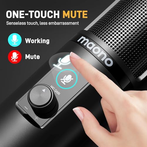 MAONO AU-PM421 Condenser USB Microphone, Professional Studio Recording Mic with 1-Touch Mute and Mic Gain Knob for PC, Singing, Podcast, Gaming, YouTube - Image 5