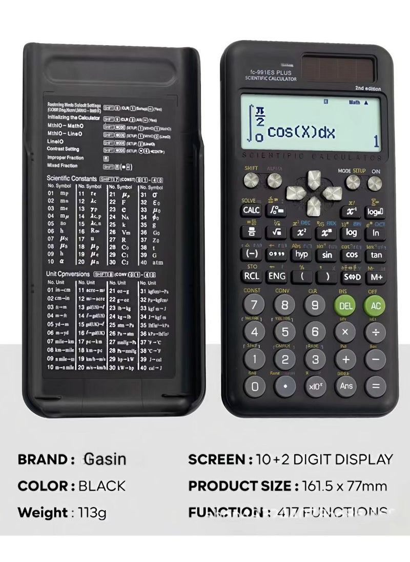 Gasin FX-991ESPLUS-2WDTV 2nd Edition Function Scientific Calculator -  Black  - Image 3