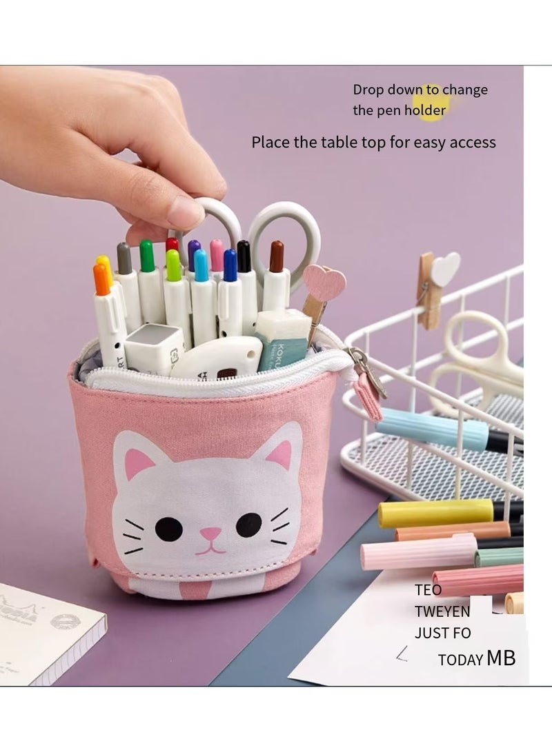 ANGOO Stretchable pencil case, pen holder, pop-up pencil case, vertically extendable pencil case, vertical storage bag, perfect for vacation and New Year's office bags - Image 2