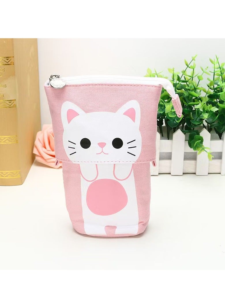 ANGOO Stretchable pencil case, pen holder, pop-up pencil case, vertically extendable pencil case, vertical storage bag, perfect for vacation and New Year's office bags - Image 4