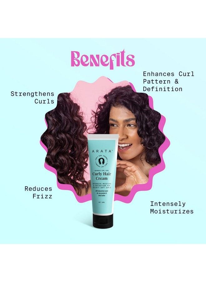 ARATA - Advanced Curl Care Curly Hair Cream (50 Ml) For Velvety Soft Curls ; Intensive Moisture Curl Definition & Plantbased Styling ; Abyssinian Seed Oil Soya Protein & Shea Butter ; Cg Approved - Image 1