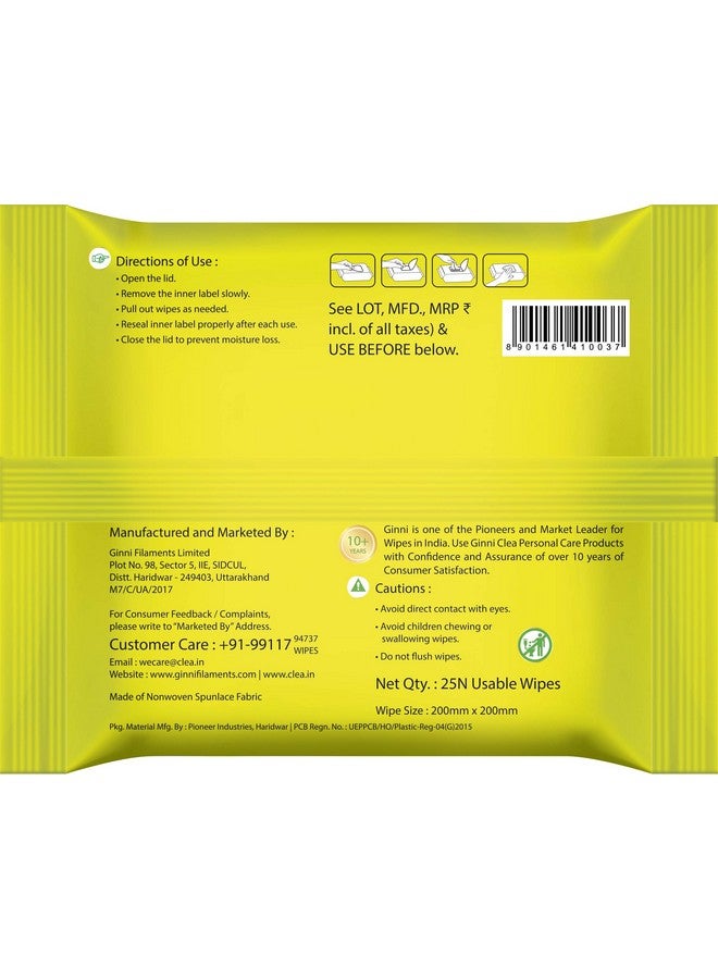 Clea Lemon & Tulsi Cleansing Makeup Remover Wet Wipes for Oily Skin - Removes Excess Oil, Moisturizes, Prevents Acne, Hydrates Skin - Pack of 3 (25 Wipes Each + 8 Wipes + 10 Wipes) - Image 4